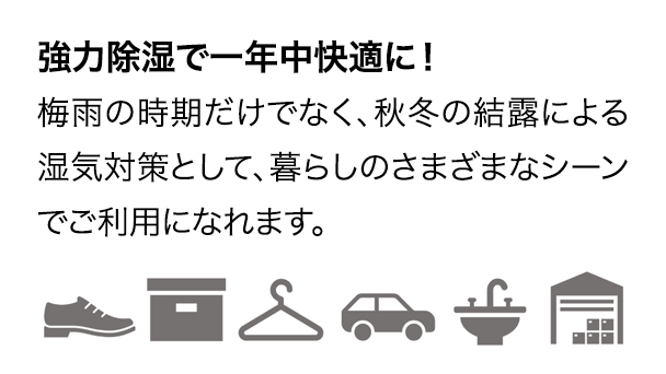 強力除湿で一年中快適に